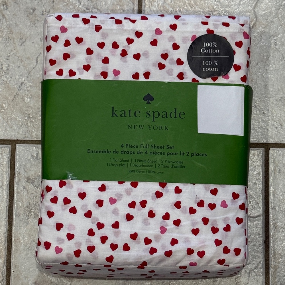 New Kate Spade Heart Valentine Full Sheet‎ Set